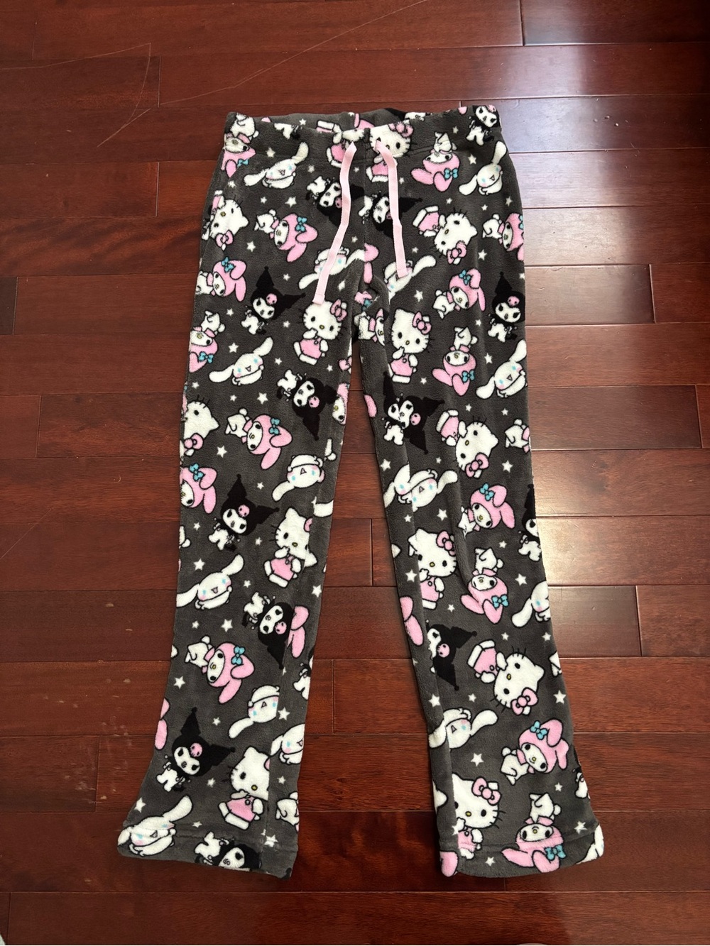 Sanrio Gray and Pink Character Fleece Pajama Pants